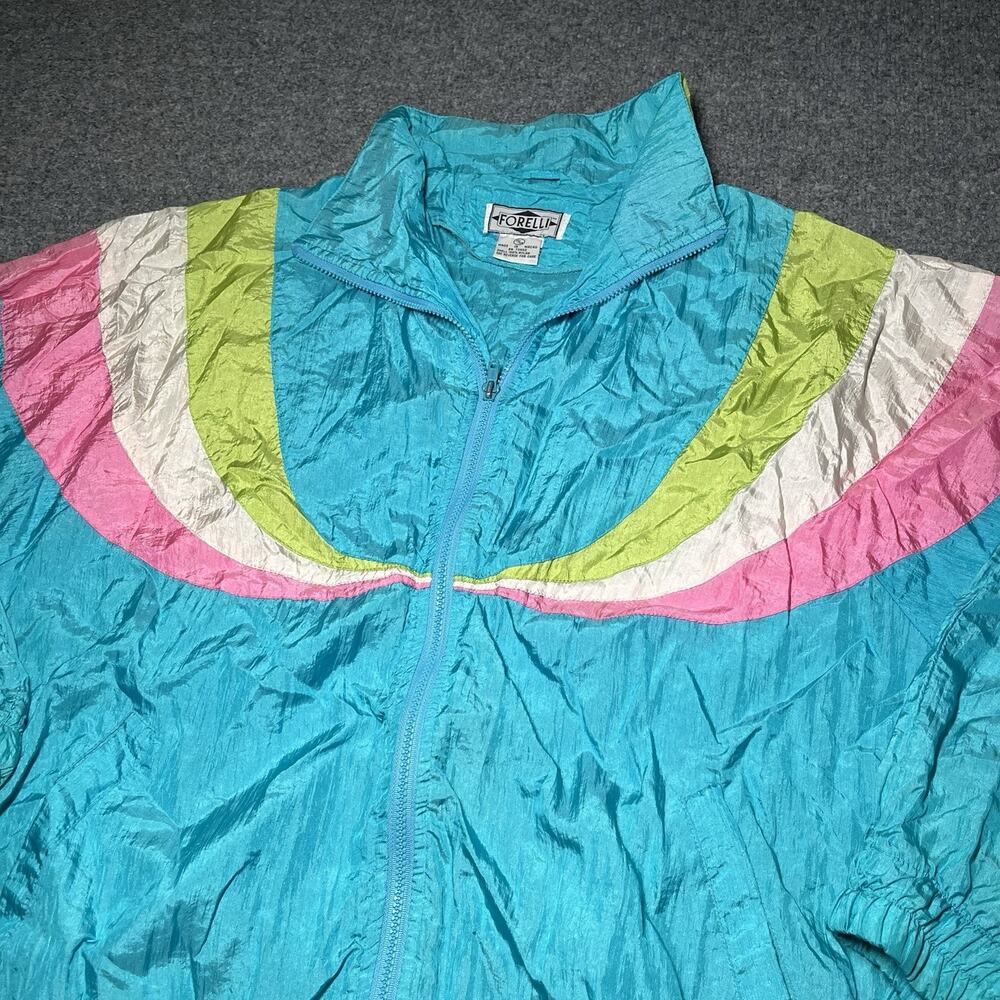 Vintage Forelli Jacket Womens 22/24 Colorblock Retro Windbreaker Nylon 90s Y2K